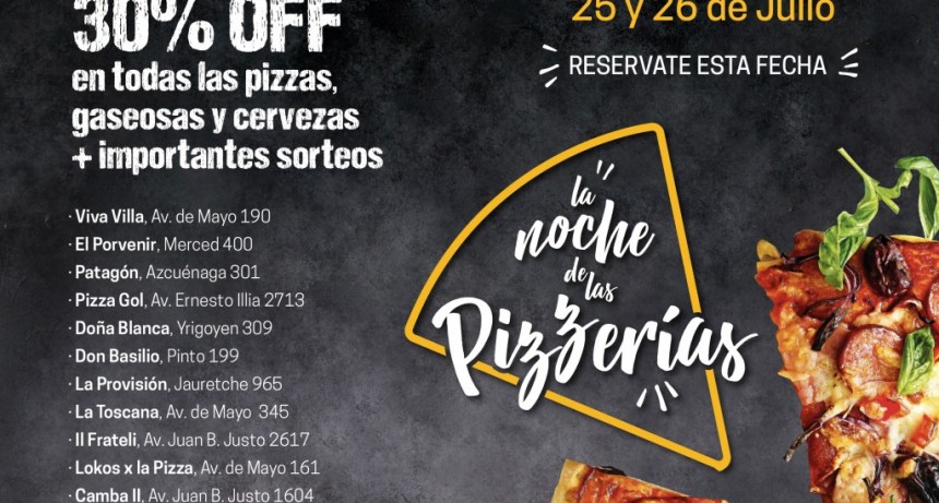 Llega la noche de las pizzerías a Pergamino